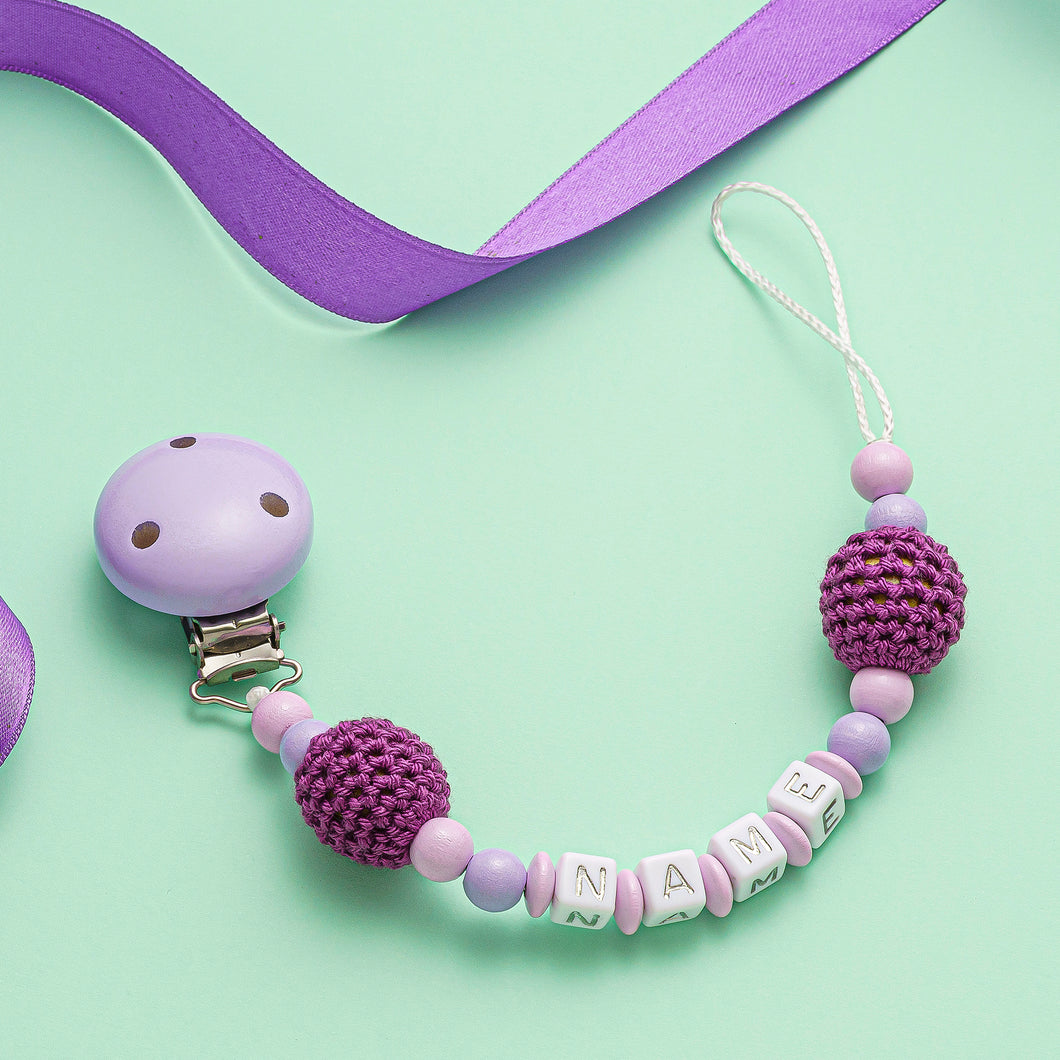 Schnullerkette mit Namen Violett