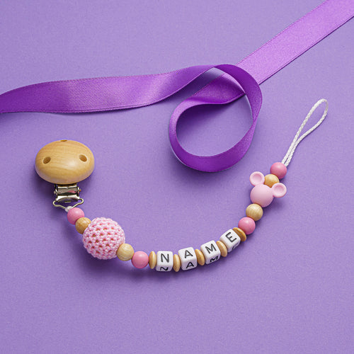 Schnullerkette mit Namen Micky